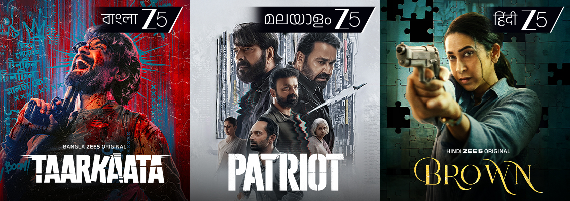 Collage featuring Brown, Patriot, Valavaara, KD – The Devil, and Smart KidZ, highlighting the latest new releases streaming on ZEE5.