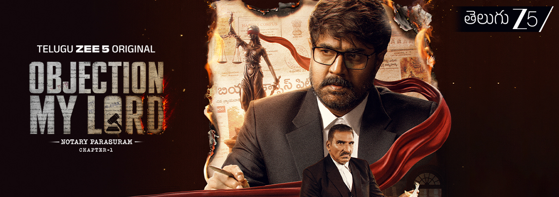 Srikanth Meka as Parasuram in Objection My Lord, a Telugu legal thriller featuring courtroom battles, mystery, and intense investigations on ZEE 5.
